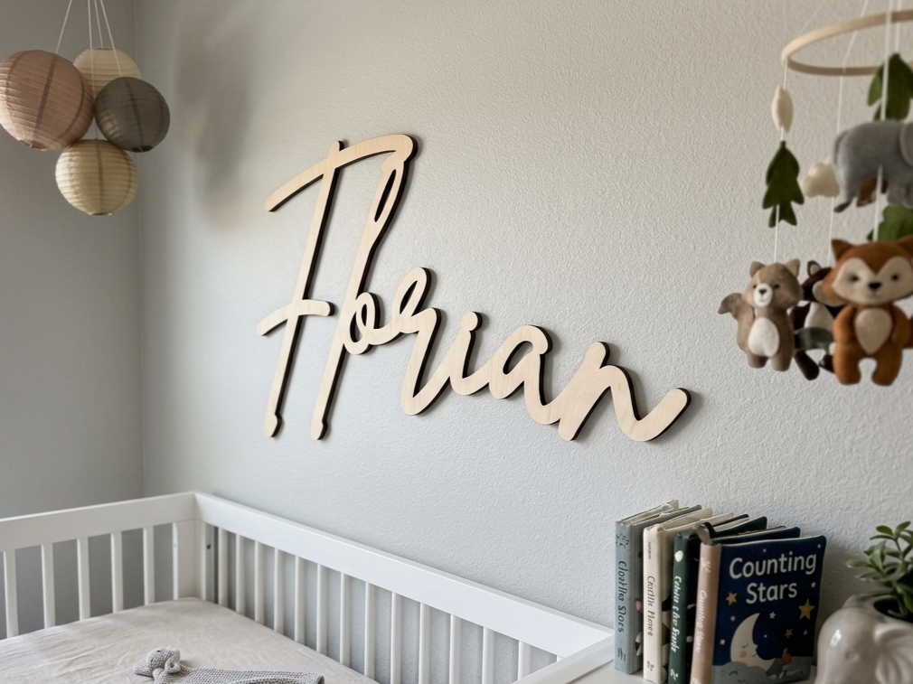 Custom Baby Nursery & Kids Bedroom Laser Cut Name Sign | 24 inches+